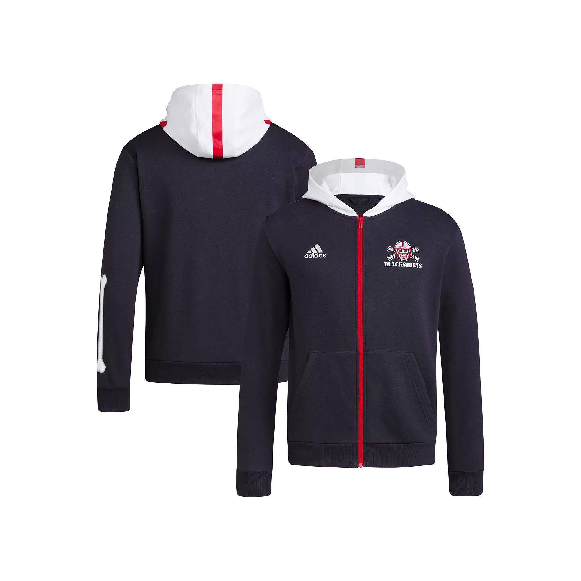 Men's adidas Black Nebraska Huskers Blackshirts Full-Zip Hoodie, Size: Small Product Image