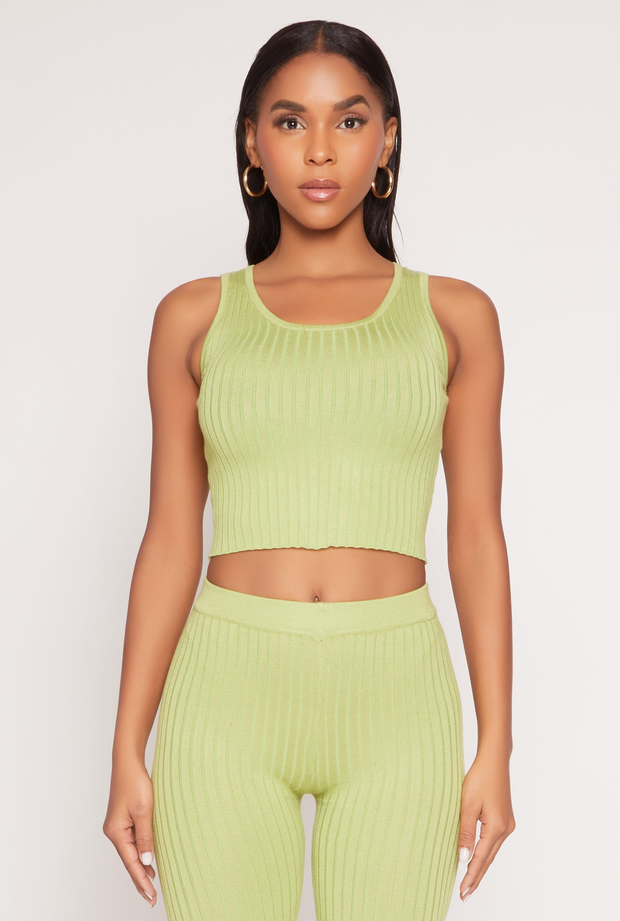 Womens Daisy Ribbed Knit Cropped Tank Top Product Image