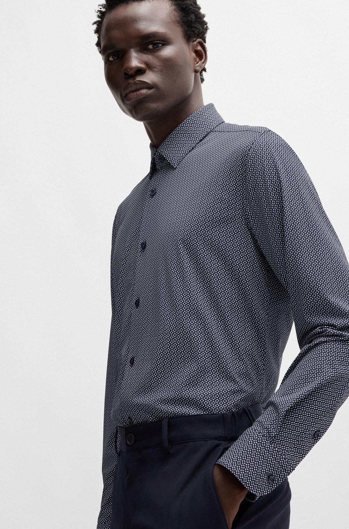 Slim-fit shirt in printed performance-stretch jersey Product Image