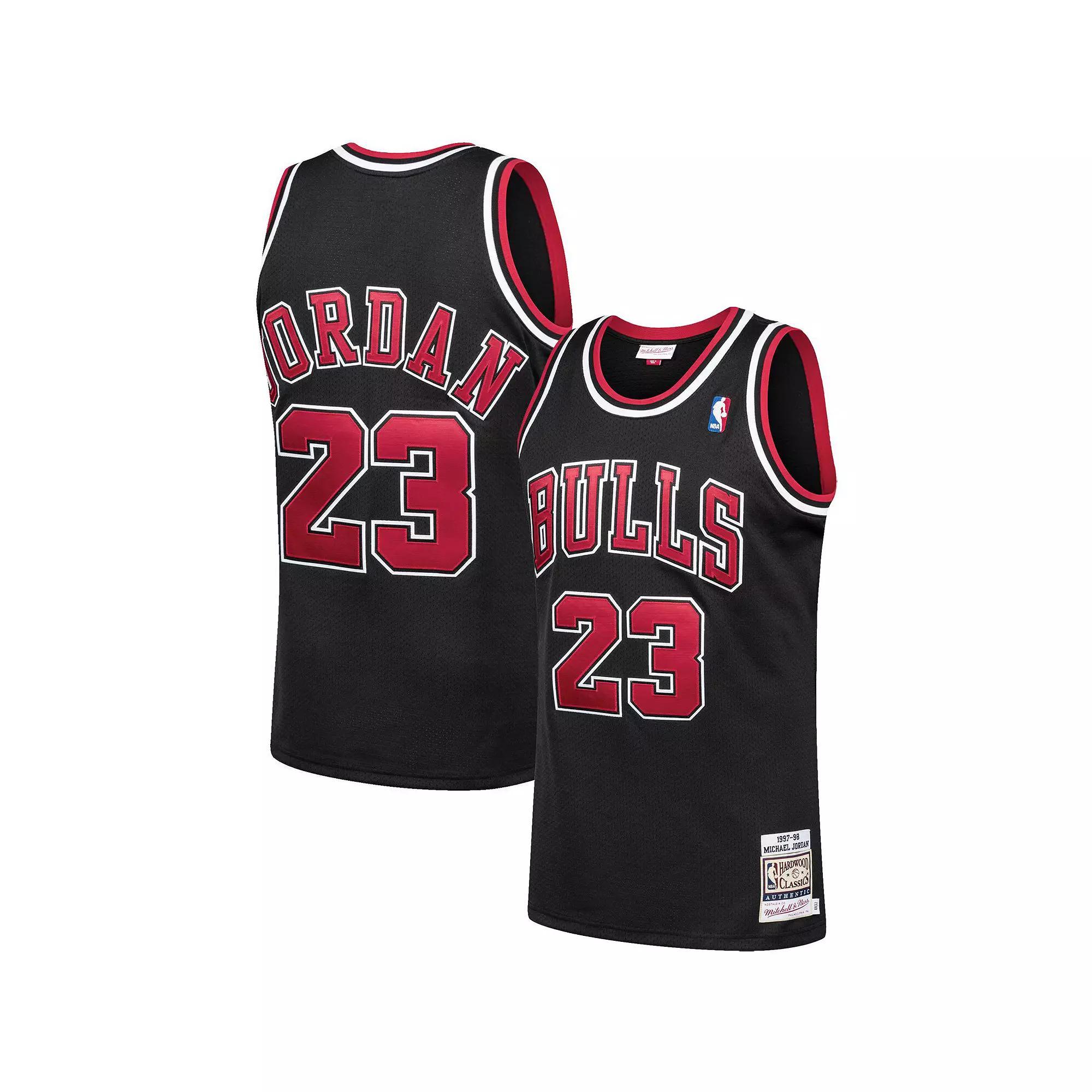 Men's Mitchell & Ness Michael Jordan Black Chicago Bulls 1997-98 Hardwood Classics Authentic Player Jersey, Size: XL Product Image