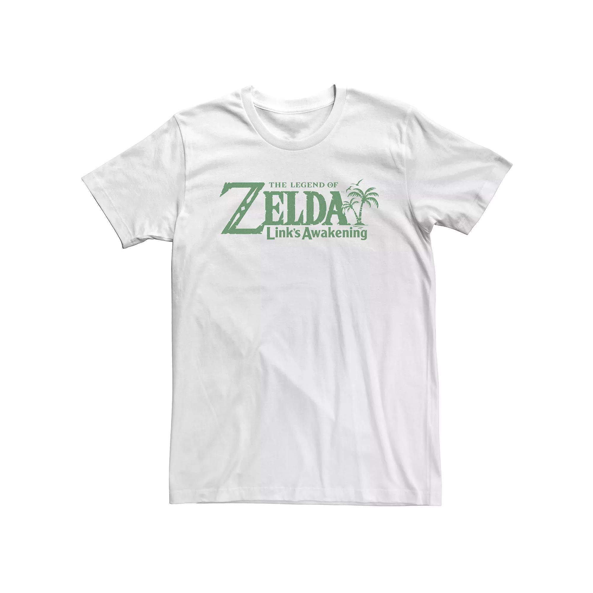 Big & Tall Nintendo The Legend Of Zelda Links Awakening Palm Tree Green Text Logo Tee, Men's,  Product Image