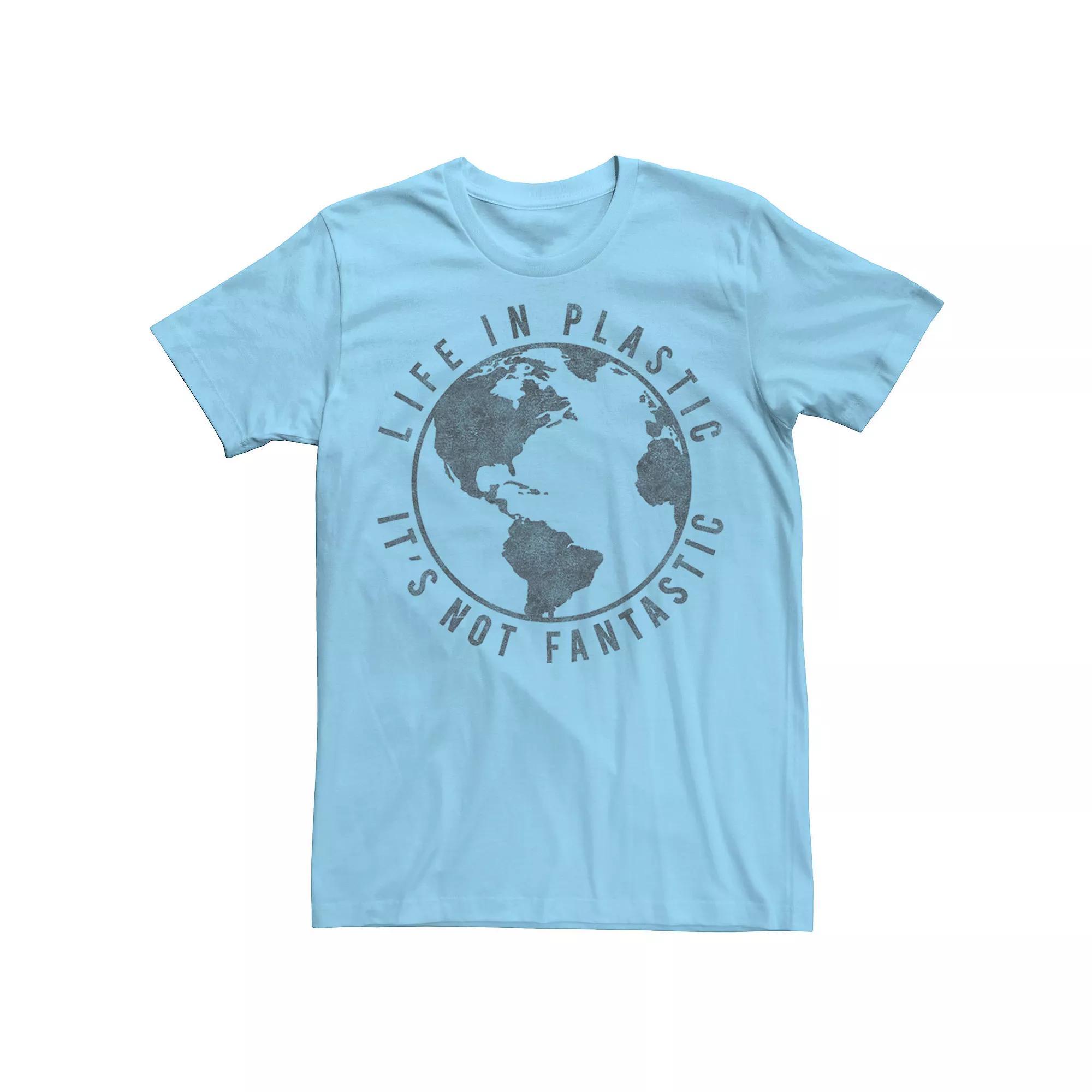 Men's Life In Plastic Its Not Fantastic Earth Tee, Size: Medium, Light Blue Product Image