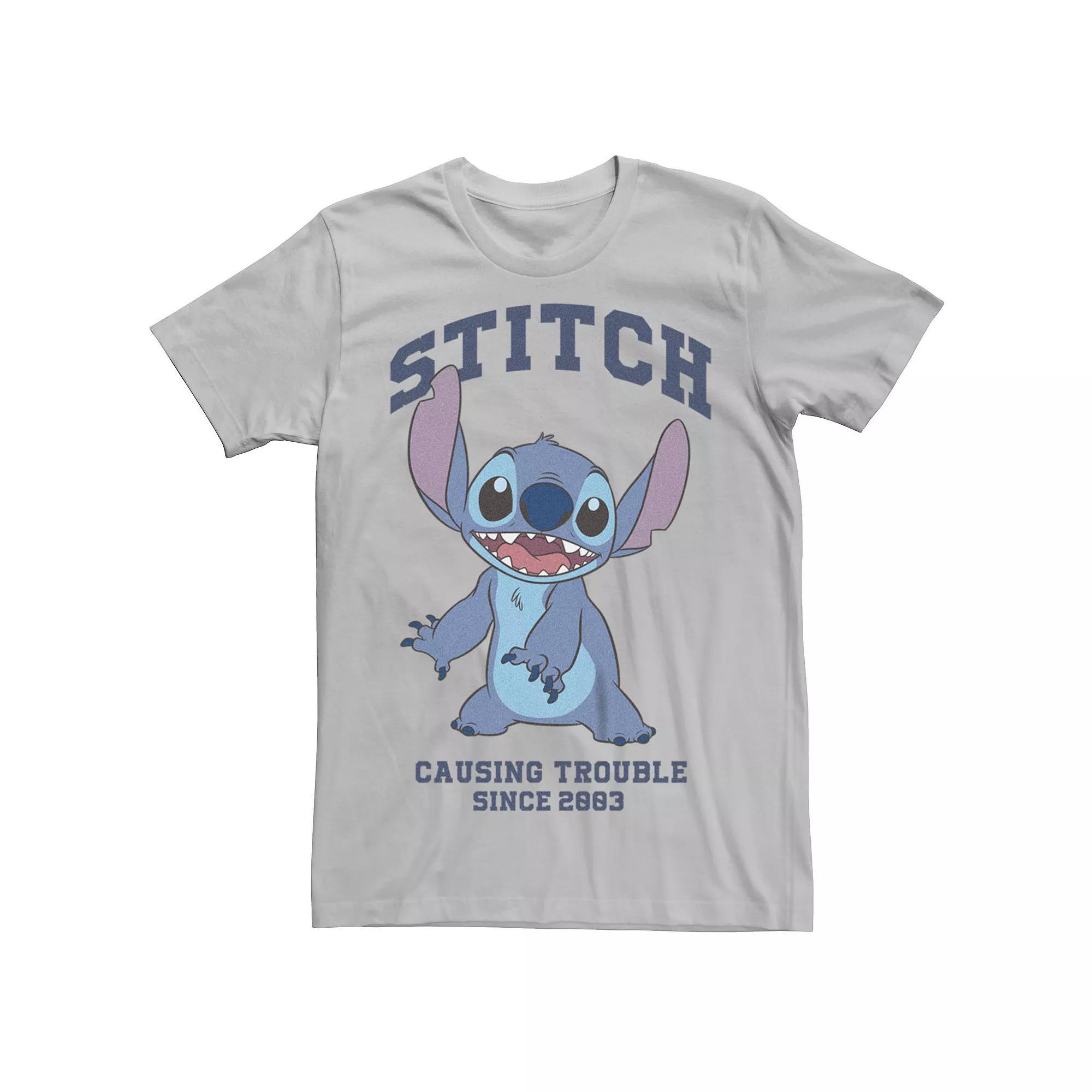 Disney's Lilo & Stitch Men's Causing Trouble Since 2003 Tee, Size: Large, Silver Product Image