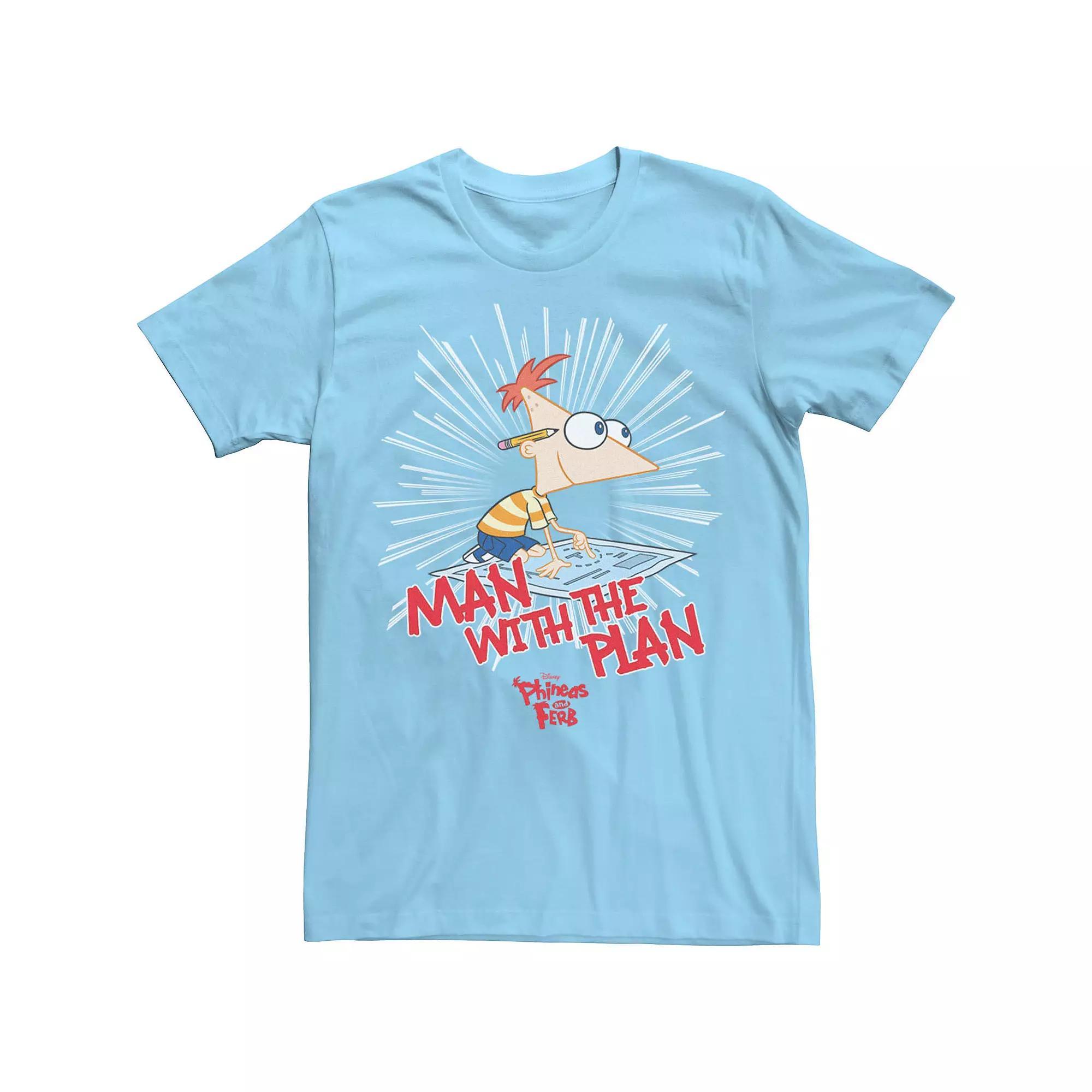 Disney's Phineas And Ferb Men's The Plan Man Tee, Size: XXL, Light Blue Product Image