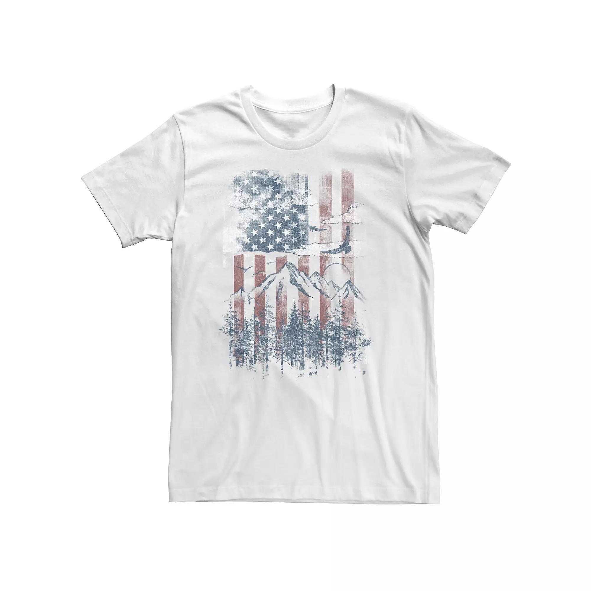 Big & Tall American Flag Vertical and Mountain Range Tee, Men's,  Product Image