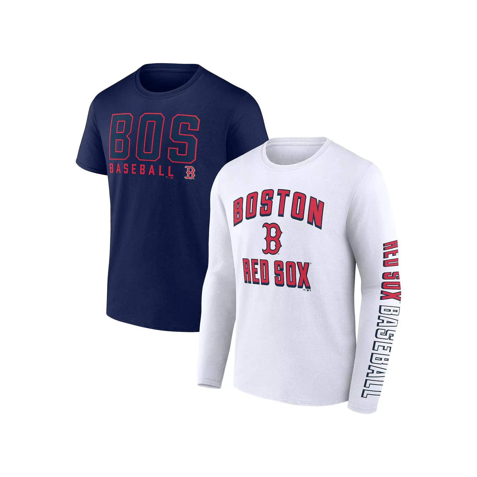Men's Fanatics Branded Navy/White Boston Red Sox Two-Pack Combo T-Shirt Set, Size: Small, Blue Product Image