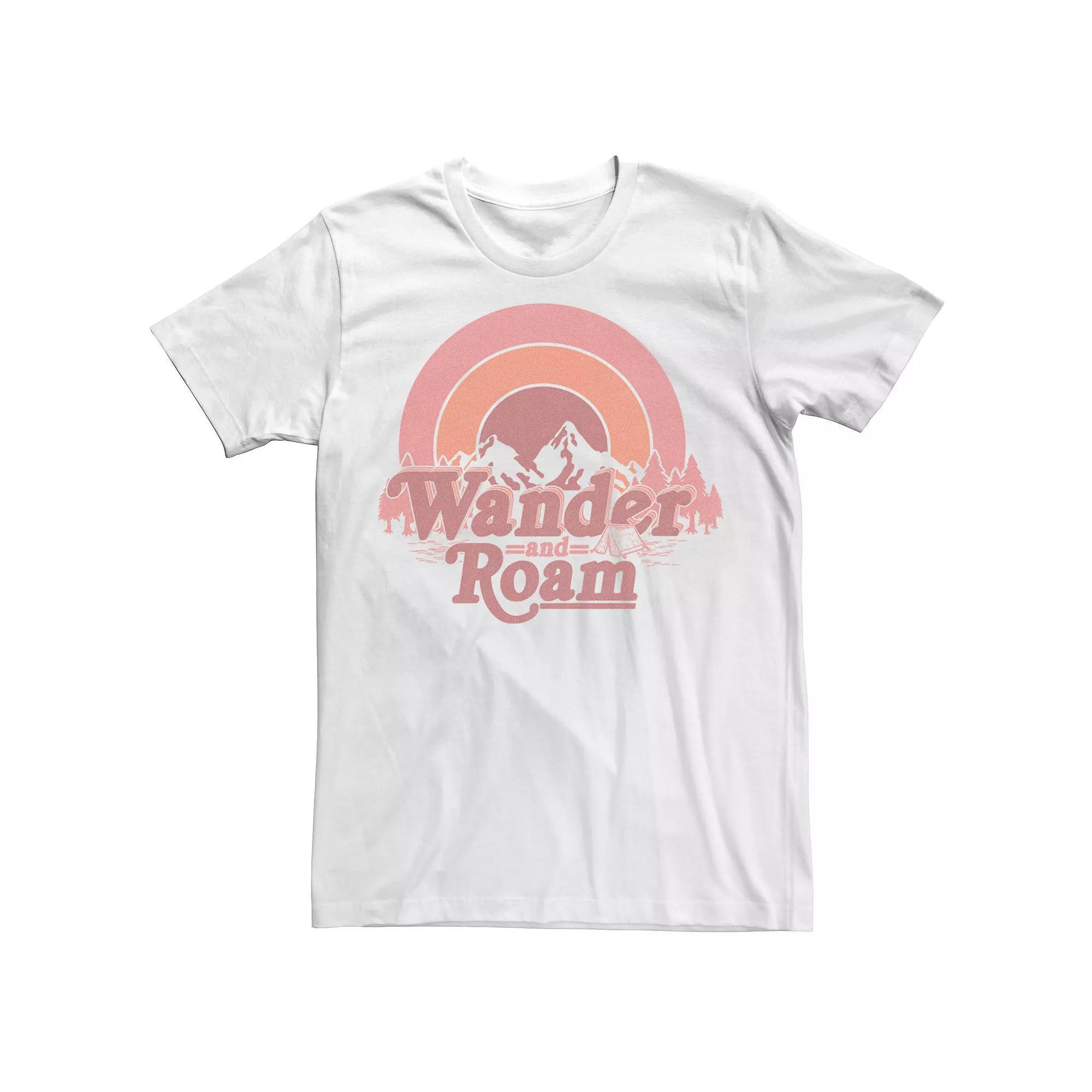 Men's Wander and Roam Circle Sunset Mountain Camping Scene Tee, Size: Small, White Product Image