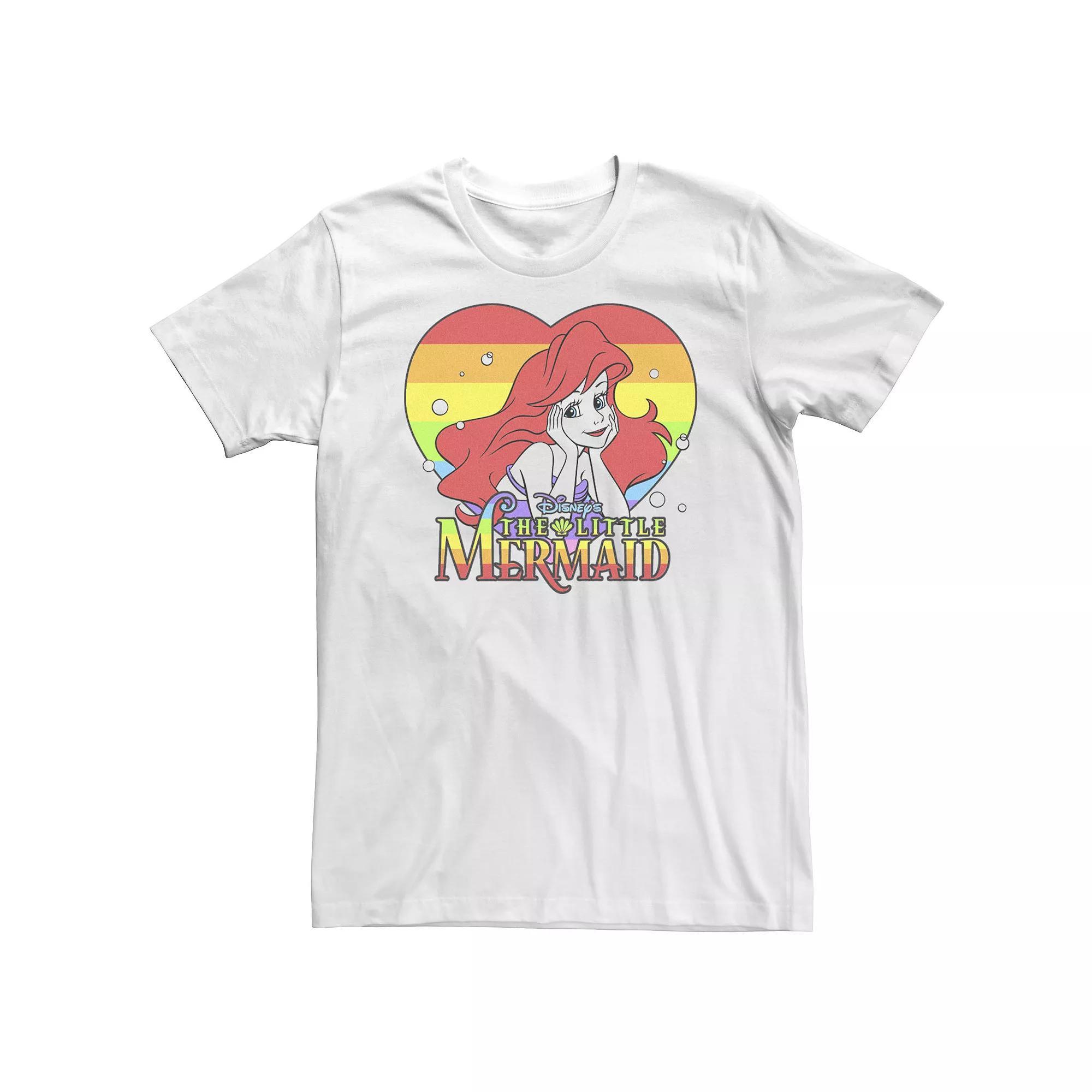 Big & Tall Disney The Little Mermaid Ariel Rainbow Striped Heart Portrait Tee, Men's,  Product Image