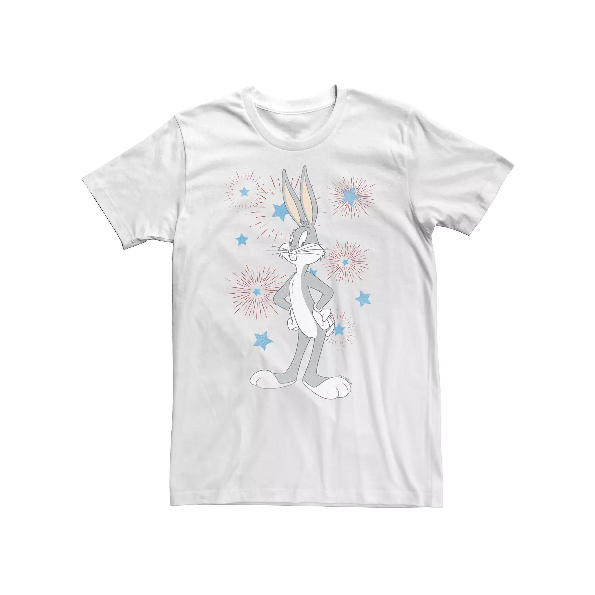 Big & Tall Looney Tunes Bugs Bunny Americana Fourth Of July Fireworks Tee, Men's,  Product Image