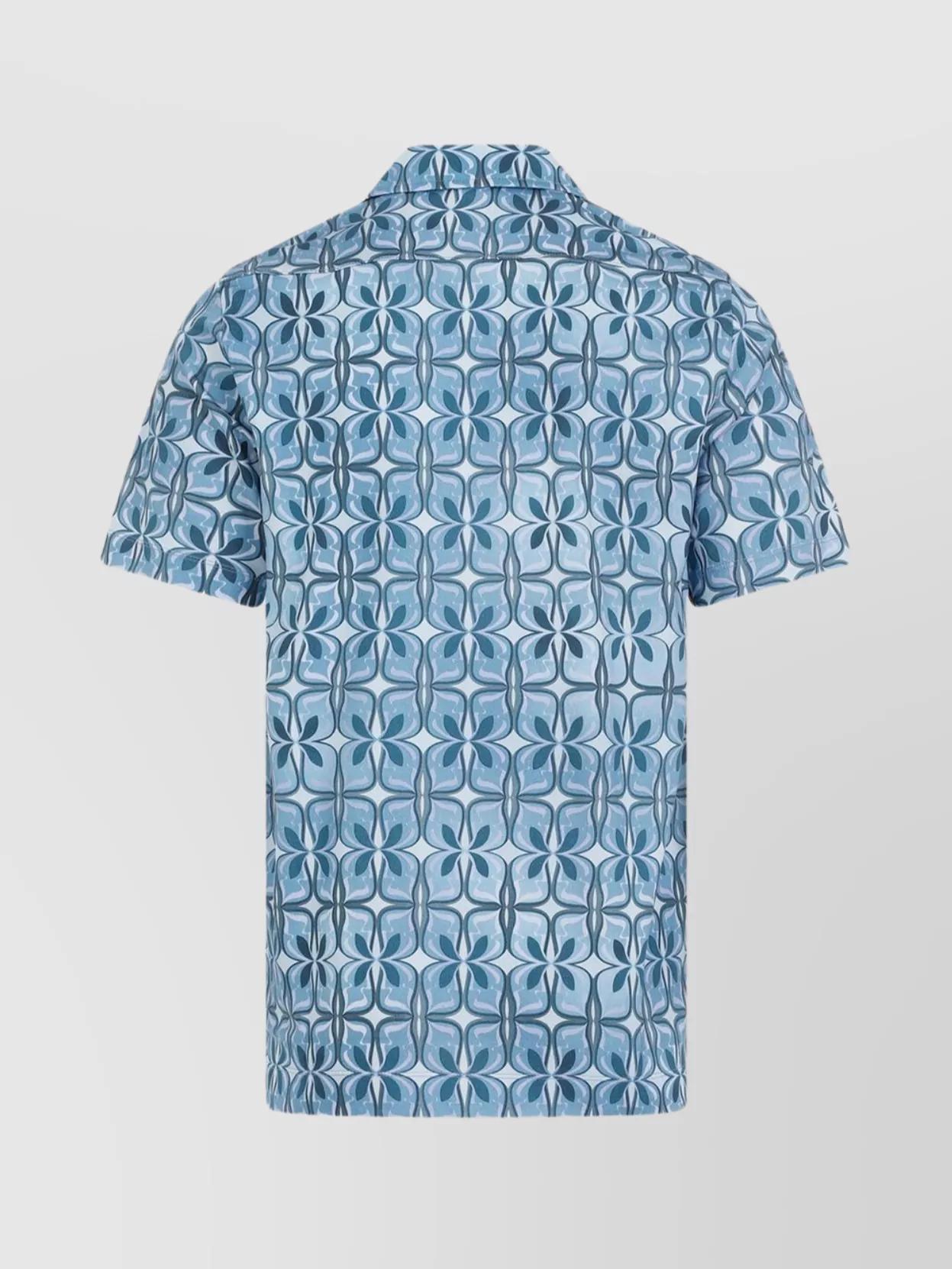 DRIES VAN NOTEN Geometric Pattern Cotton Polo Shirt In Blue Product Image