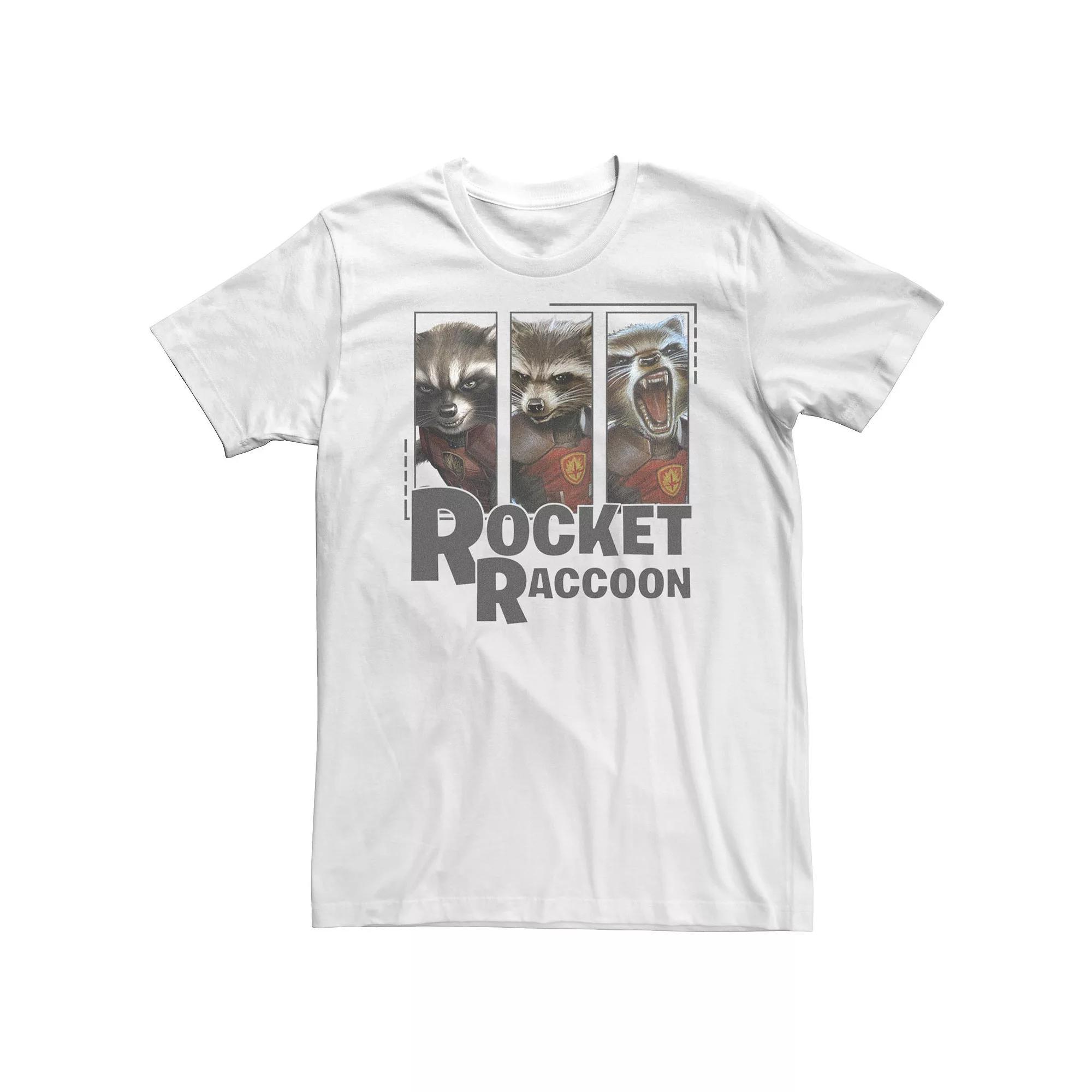 Big & Tall Marvel Guardians Of The Galaxy Rocket Raccoon Portrait Panels Tee, Men's, Size: 4XL, White Product Image