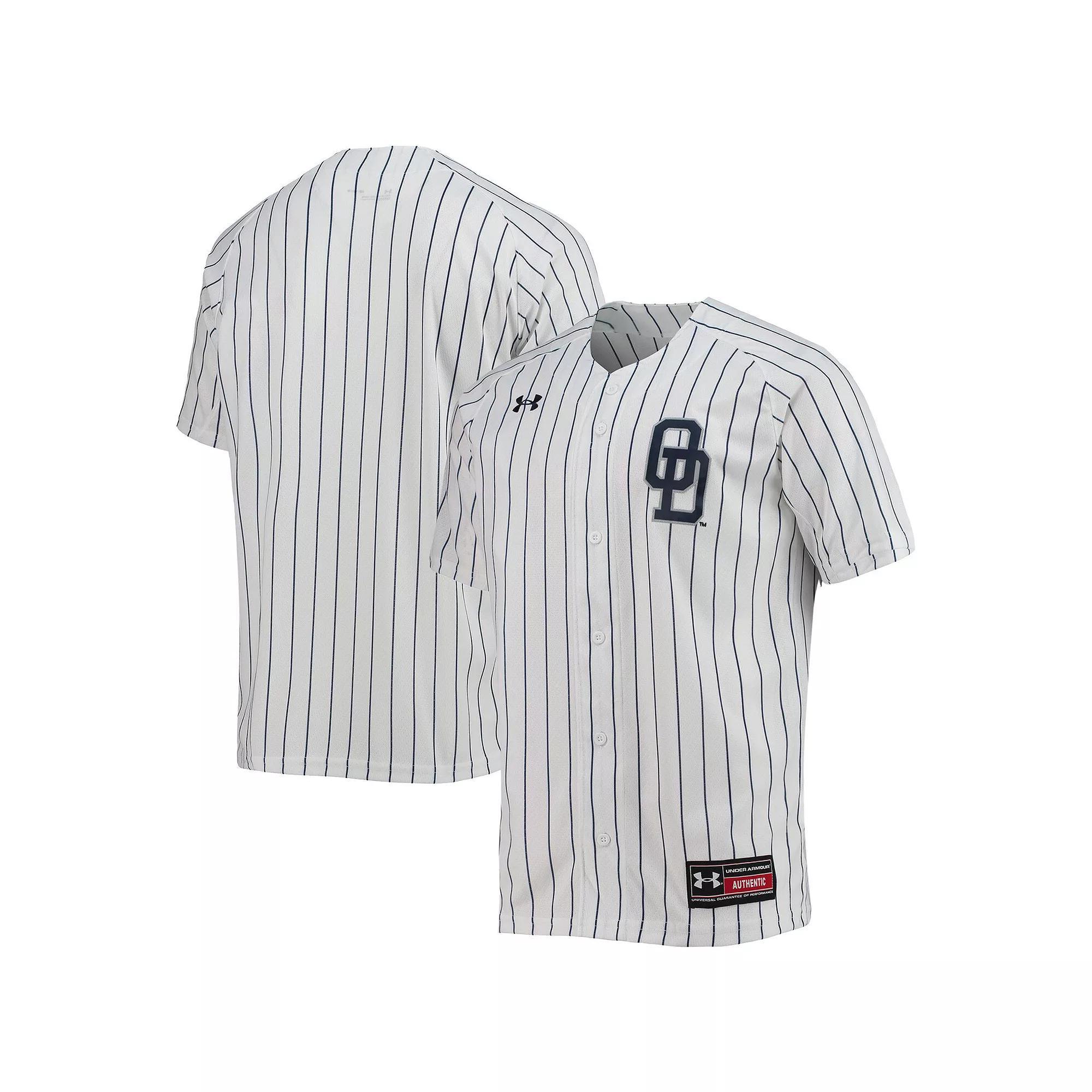 Men's Under Armour White Old Dominion Monarchs Pinstripe Replica Baseball Jersey,  Product Image