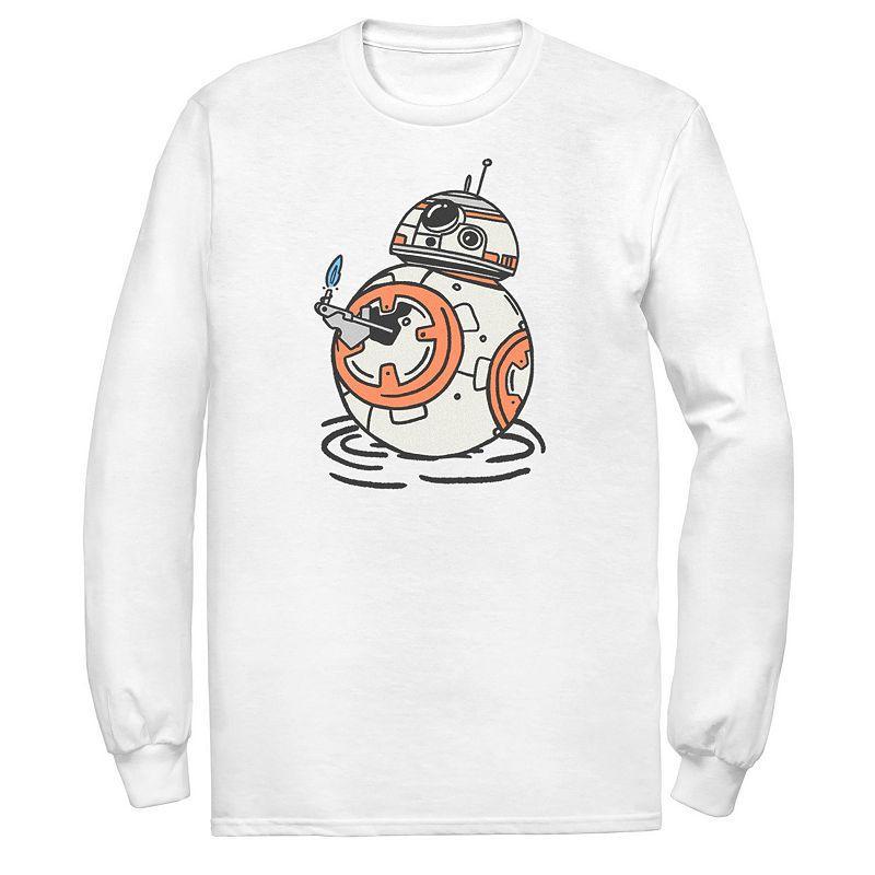 Men's Star Wars The Rise of Skywalker BB-8 Lighter Long Sleeve Graphic Tee, Size: Small, White Product Image