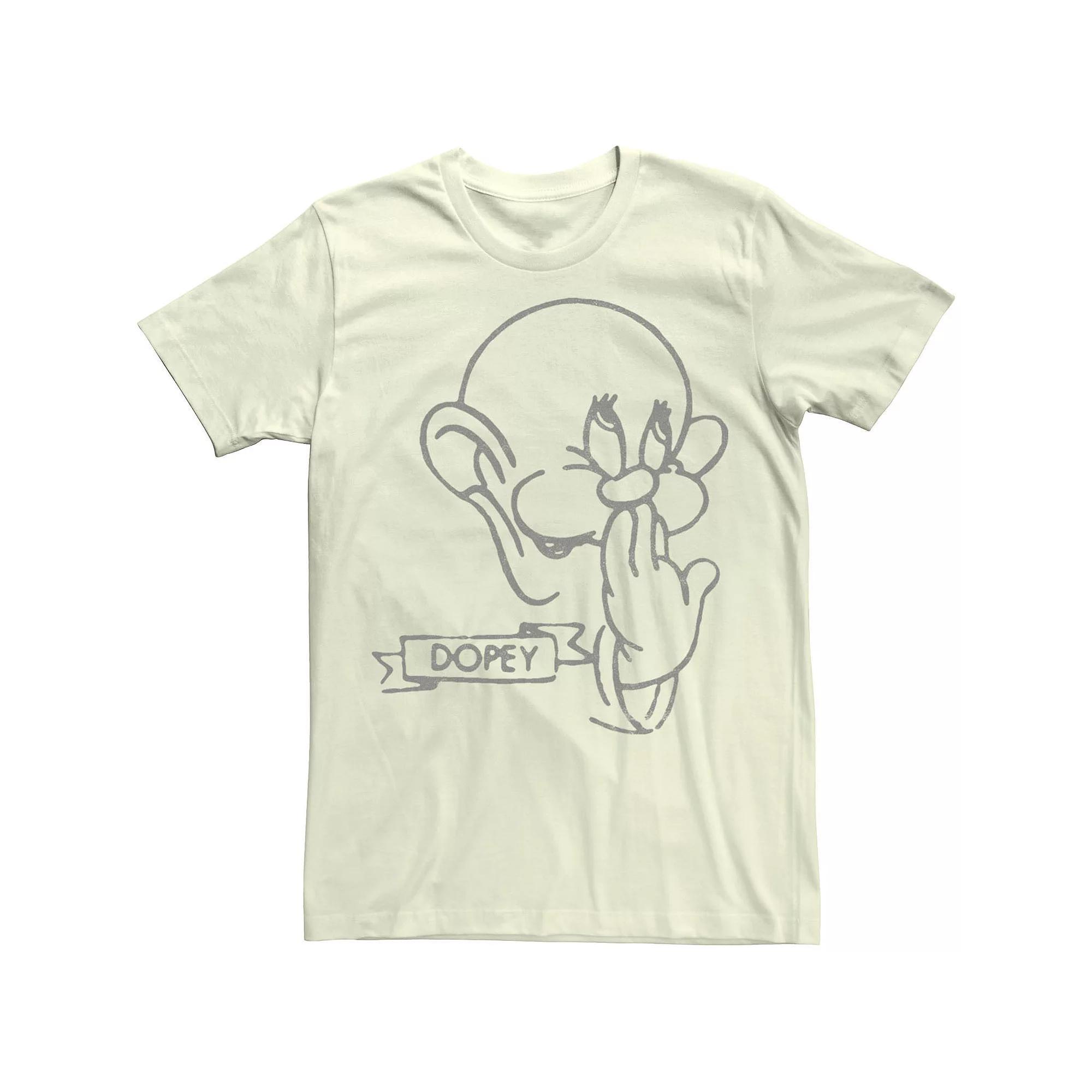 Disney's Snow White Dopey Line Art Big Face Men's Tee, Size: 3XL, Natural Product Image