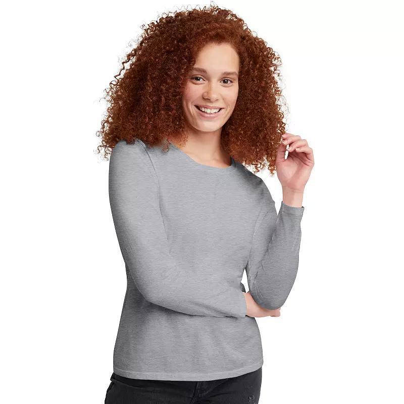 Hanes Womens Long Sleeve Cotton T-Shirt Deep Dive M Product Image