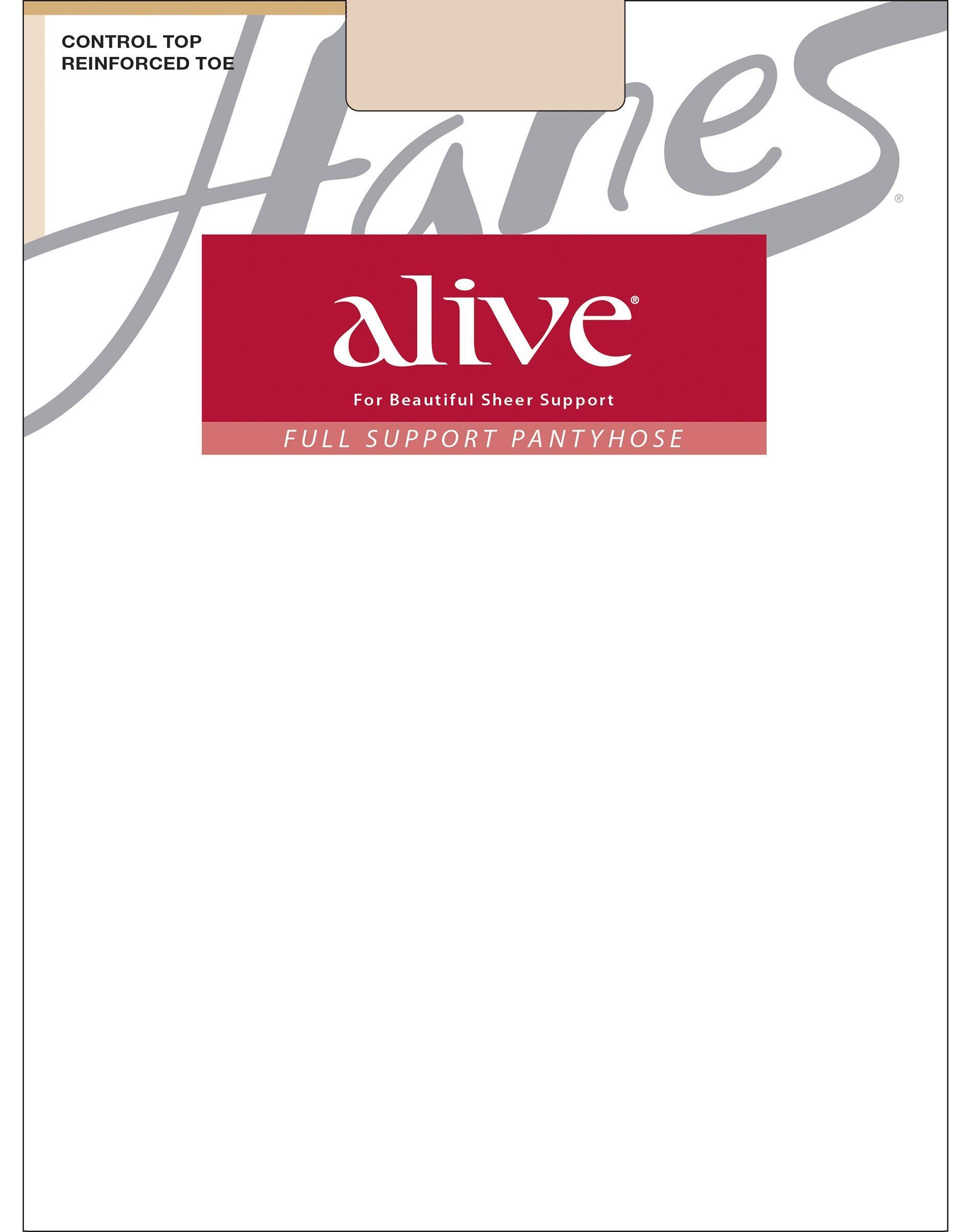 Hanes Alive Full Support Pantyhose with Control Top, Reinforced Toe Little Color F Womens Product Image