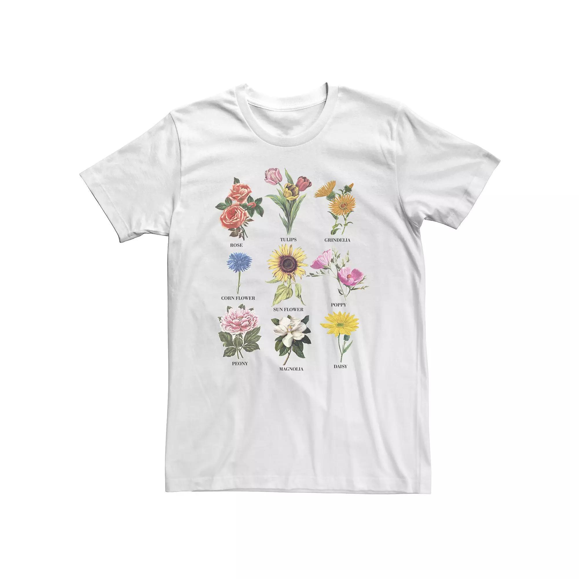 Big & Tall Trendy Flower Chart Tee, Men's, Size: 5XL, White Product Image