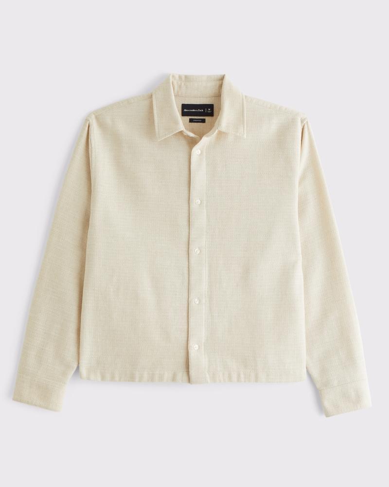 Cropped Slub Button-Up Shirt Product Image