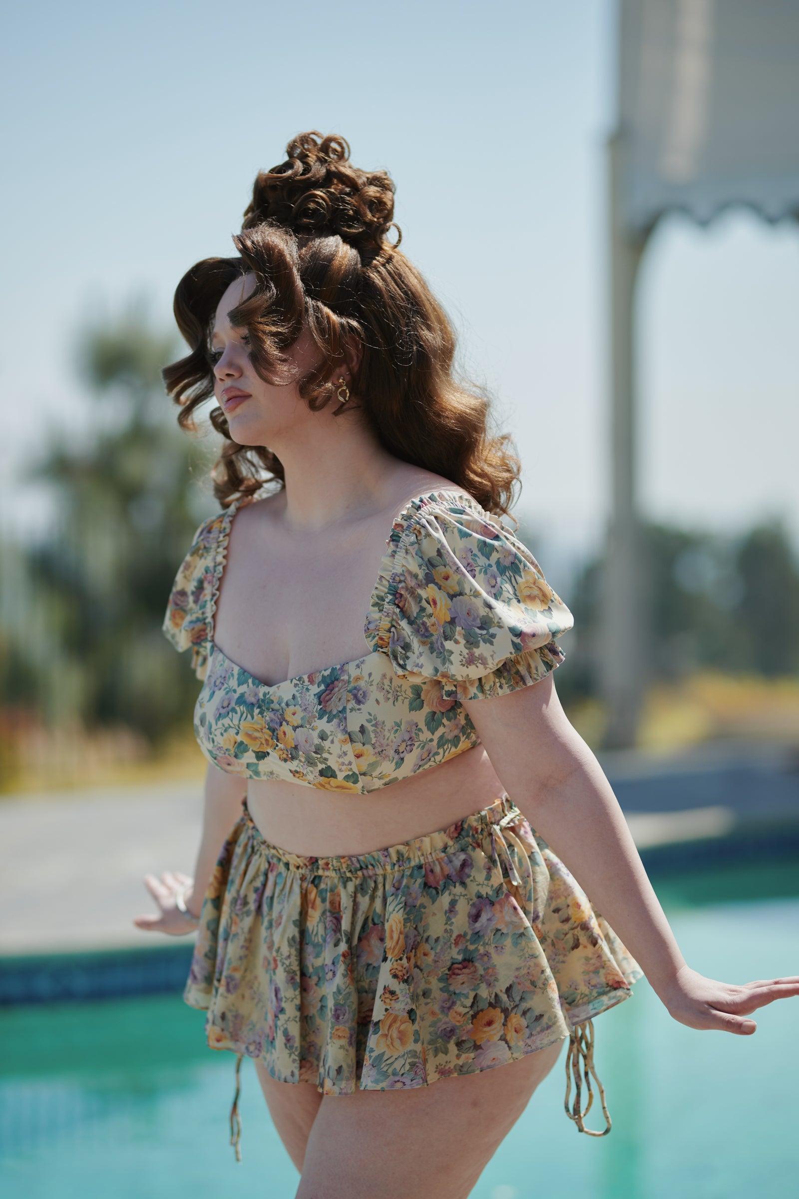 The Blonde Floral Babydoll Bikini Top Product Image