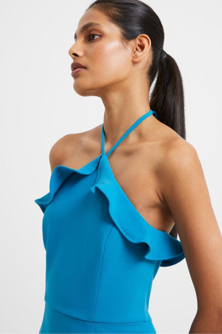 Whisper Ruth Ruffle Halter Neck Dress- Mosaic Blue Product Image