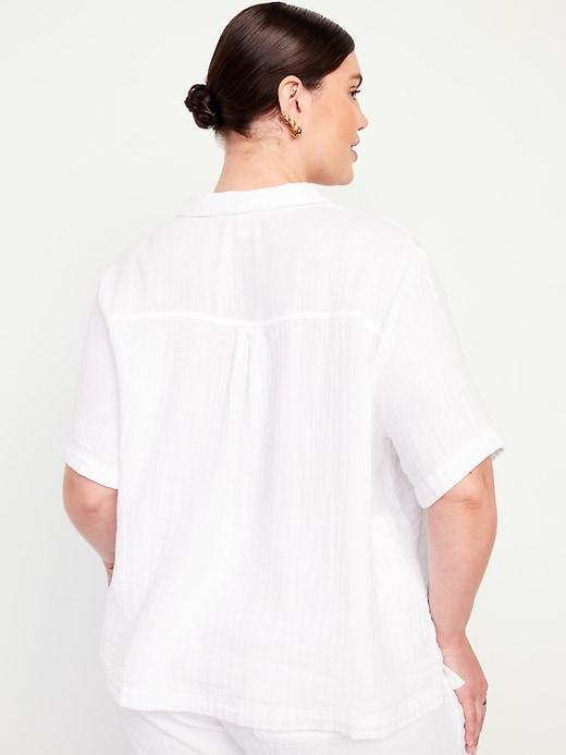 Crinkle Gauze Button-Down Shirt Product Image