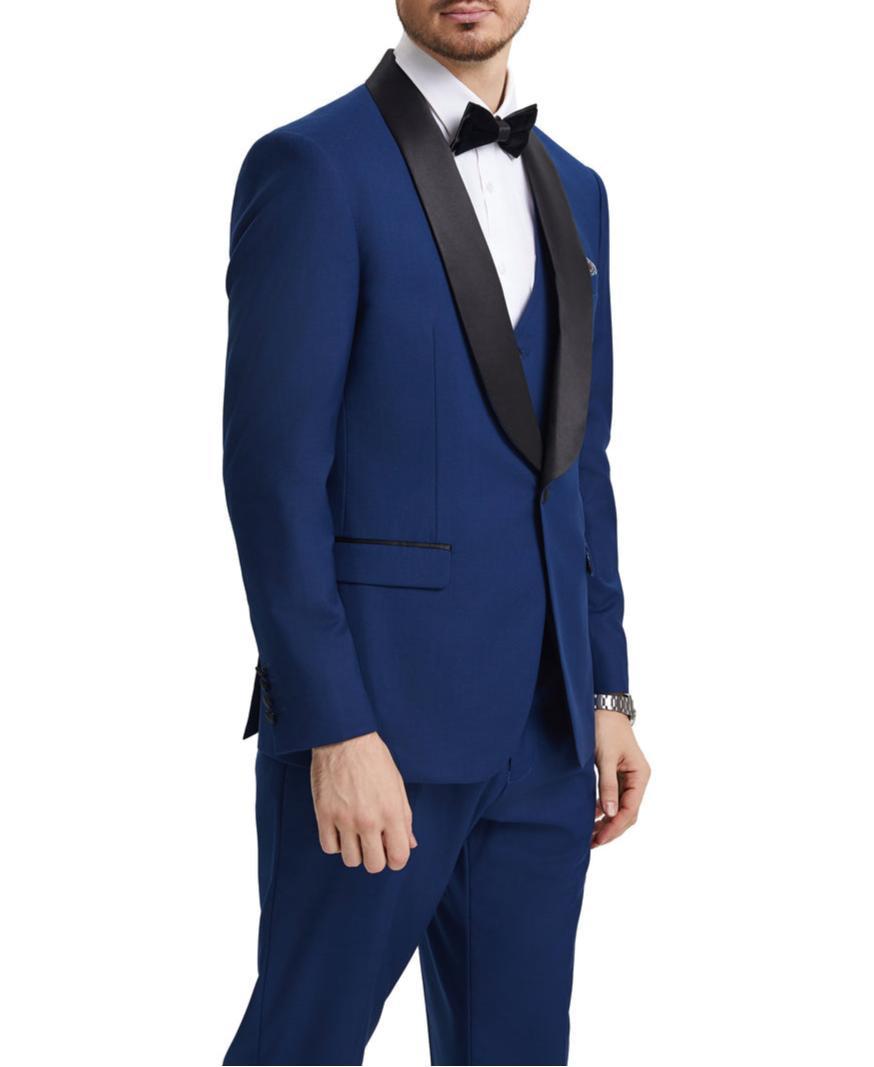 Stacy Adams - Indigo 3 Piece Hybrid Fit Tuxedo Satin Shawl Lapel Product Image