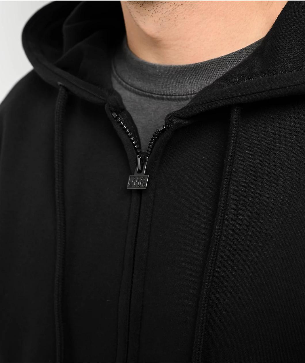 Pro Club Heavyweight Fleece Black Zip Hoodie Product Image