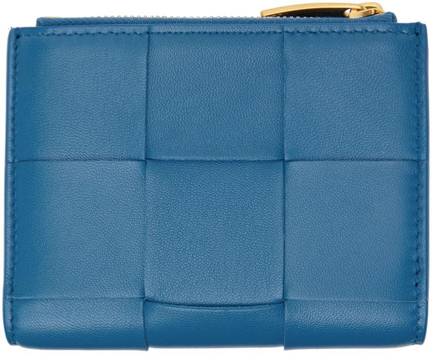 BOTTEGA VENETA Blue Small Cassette Bi-fold Wallet In 4222 Deep Pacifi Product Image