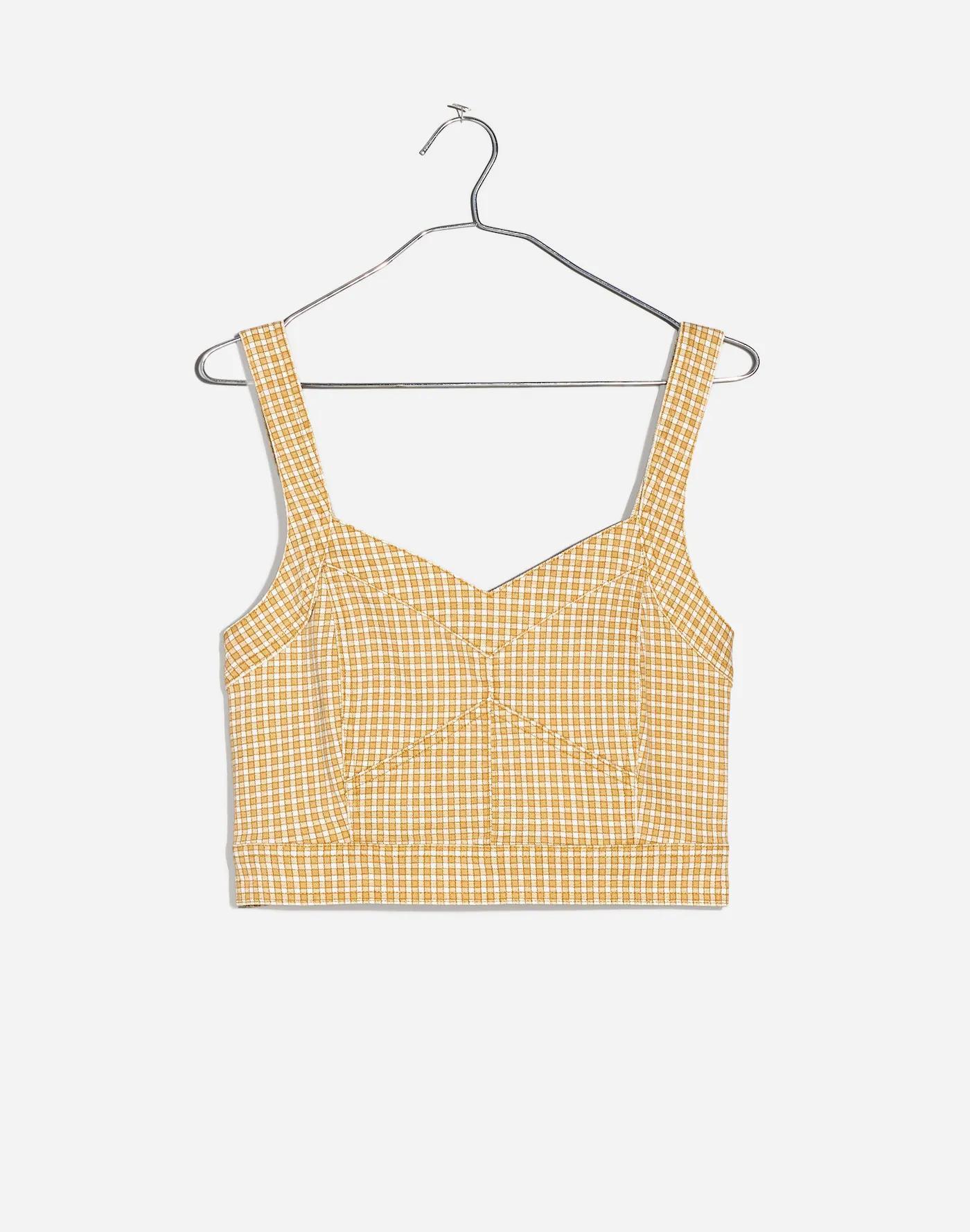 Denim Supercrop Tank Top in Mini Check Product Image