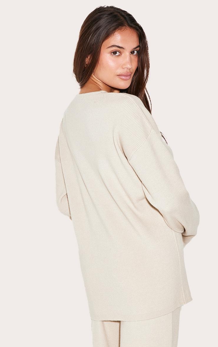 Oatmeal Light Rib Knit Oversized Top Product Image