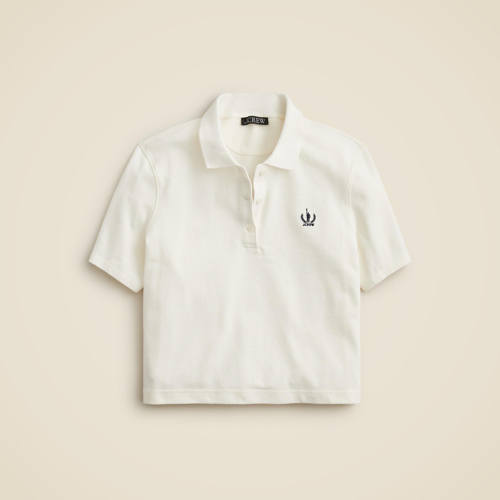 Piqué cropped polo shirt Product Image