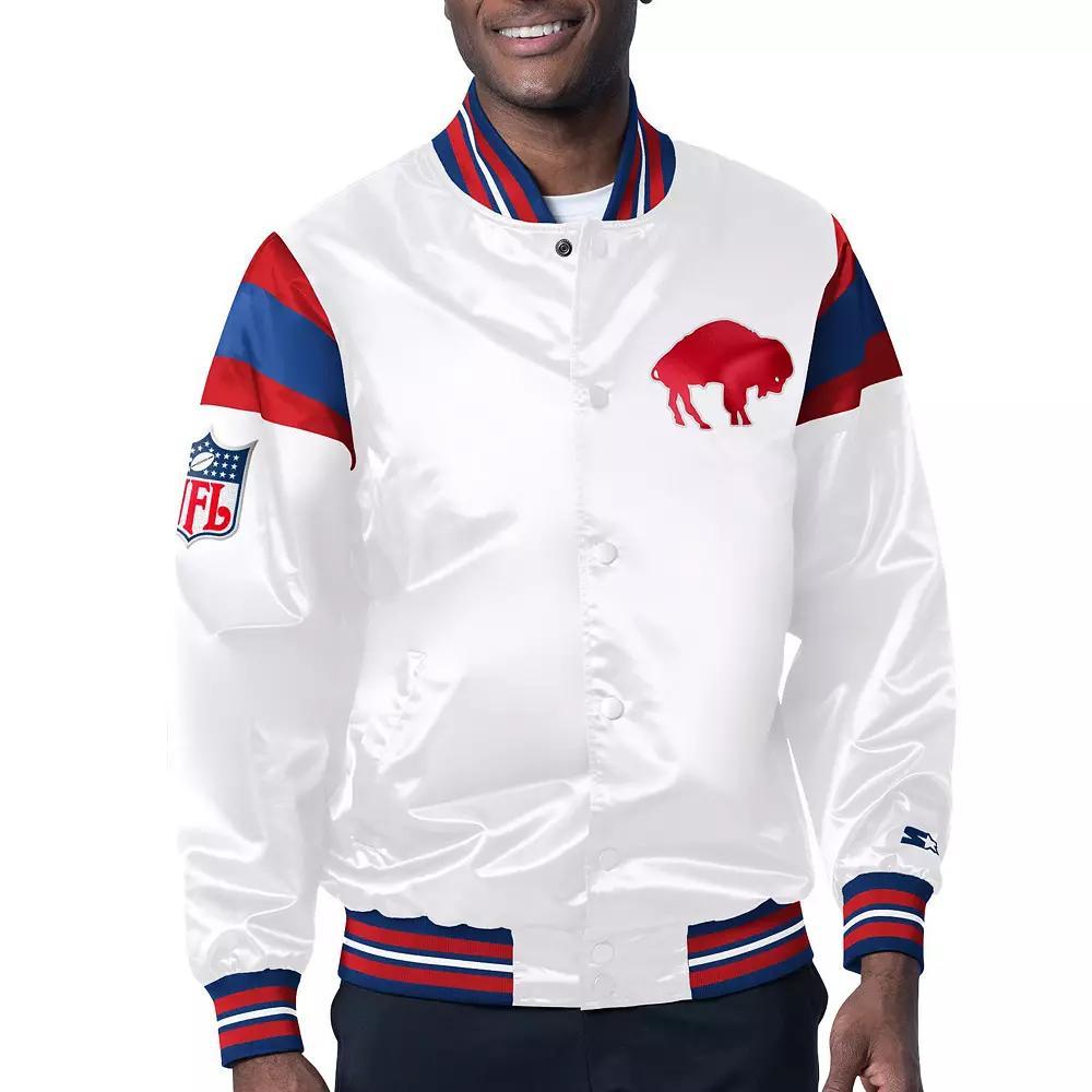 Men's Starter White/Royal Buffalo Bills Vintage Satin Full-Snap Varsity Jacket,  Product Image