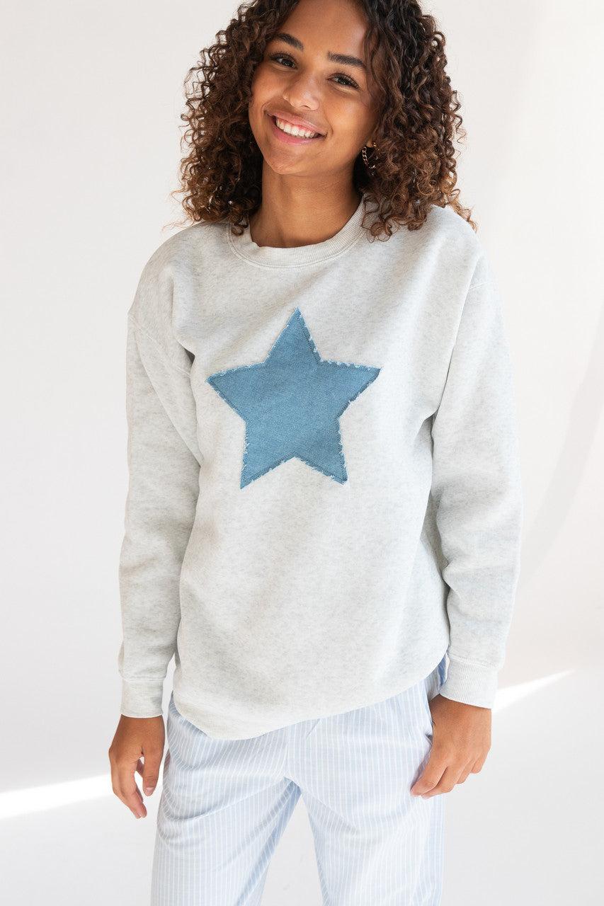Denim Star Patch Sweatshirt Product Image