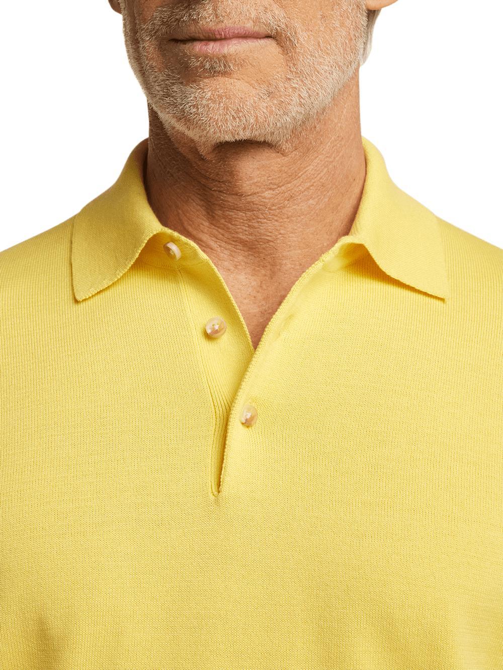 Supima Cotton Three Button Polo - Light Yellow Product Image