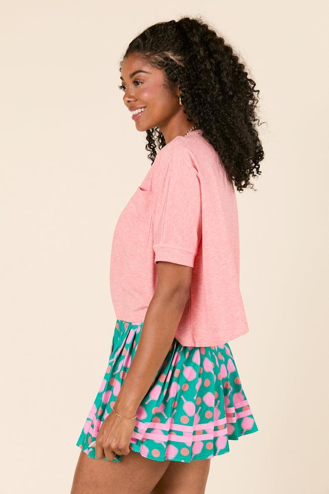 Darcy Short Sleeve Crop Coral Tee FINAL SALE Product Image