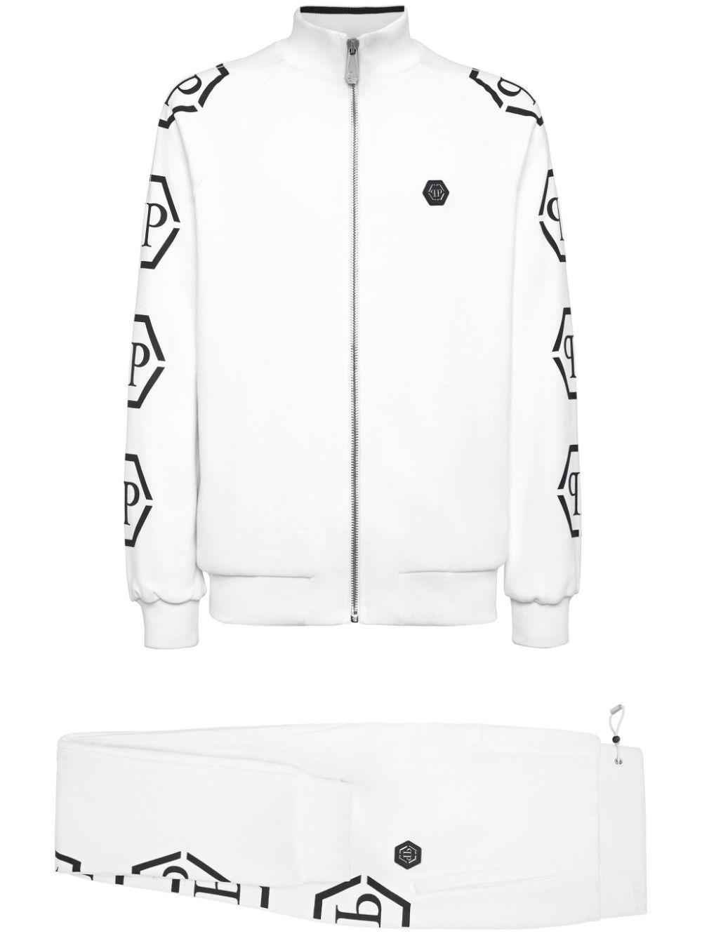 PHILIPP PLEIN Monogram-print Tracksuit In White Product Image