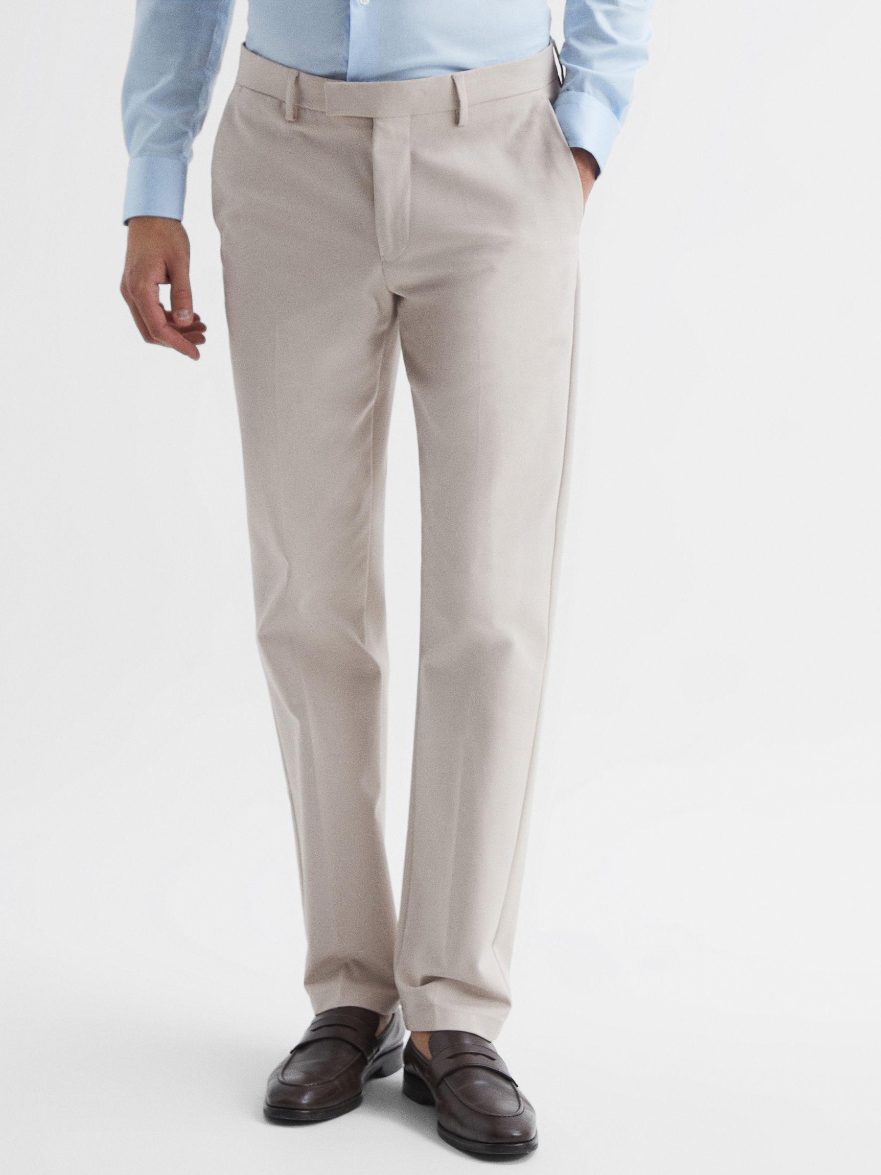 Cotton Blend Chinos in Stone Product Image