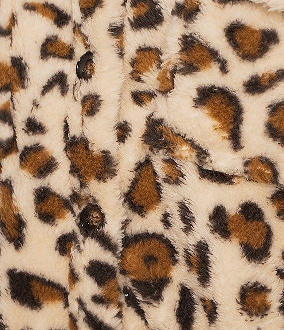 Honey & Sparkle Printed Wubby Cheetah Faux Fur Button Front Jacket Product Image