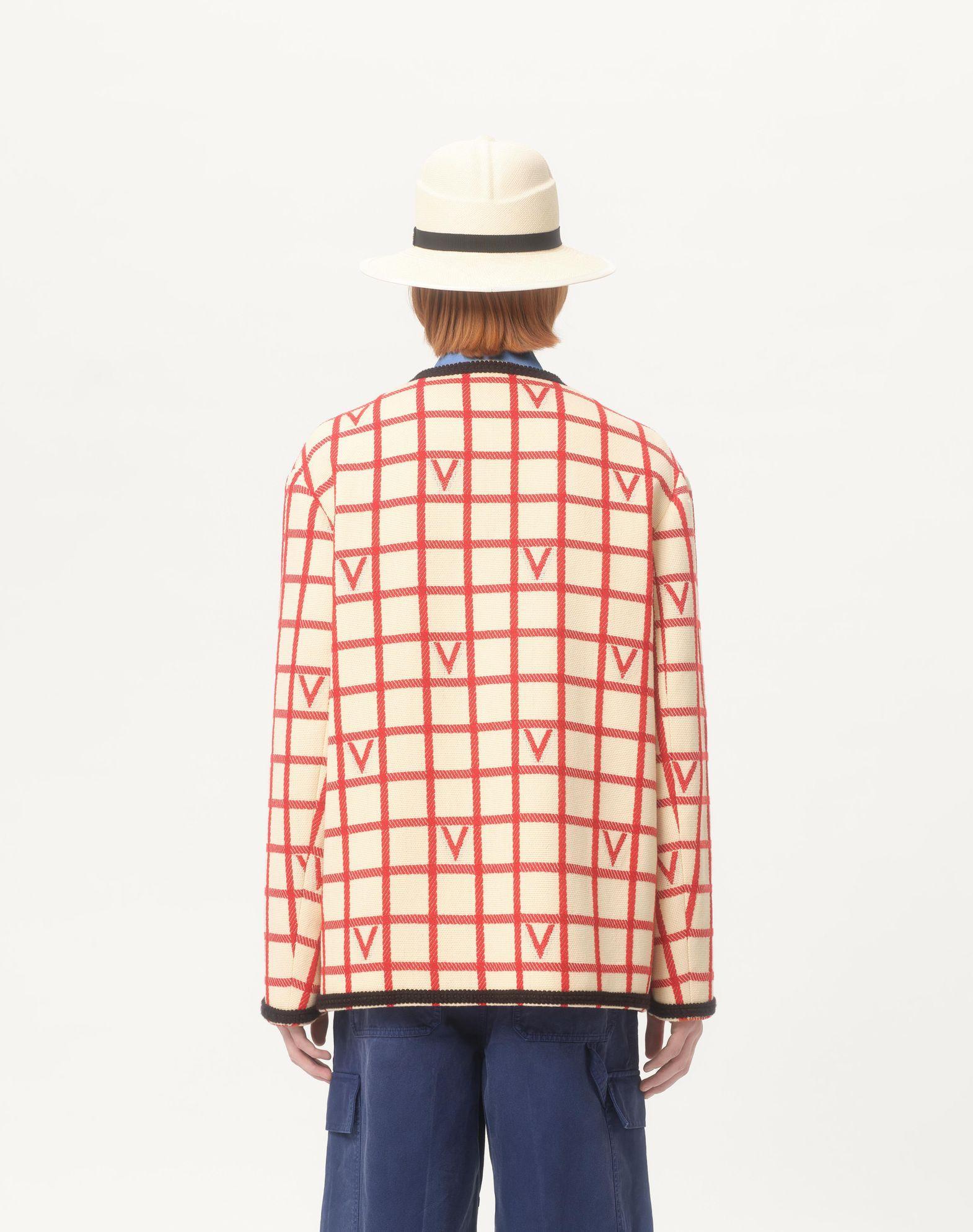 Wool Blend Jacket With V Check Pattern Product Image