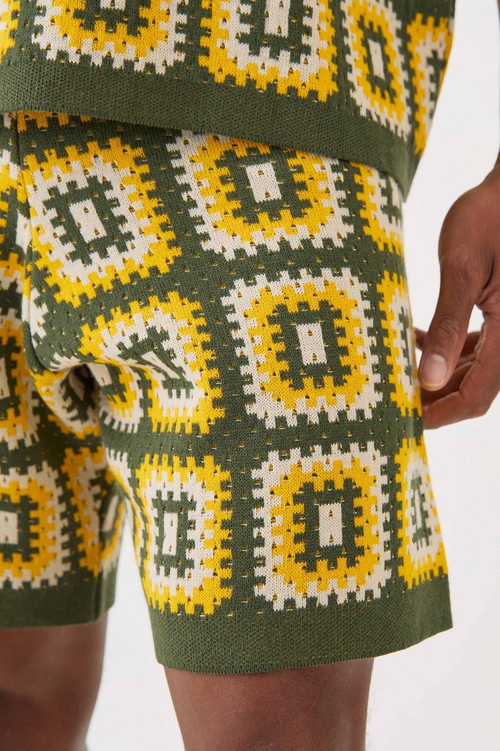 Relaxed Crochet Knit Short | boohooMAN USA Product Image