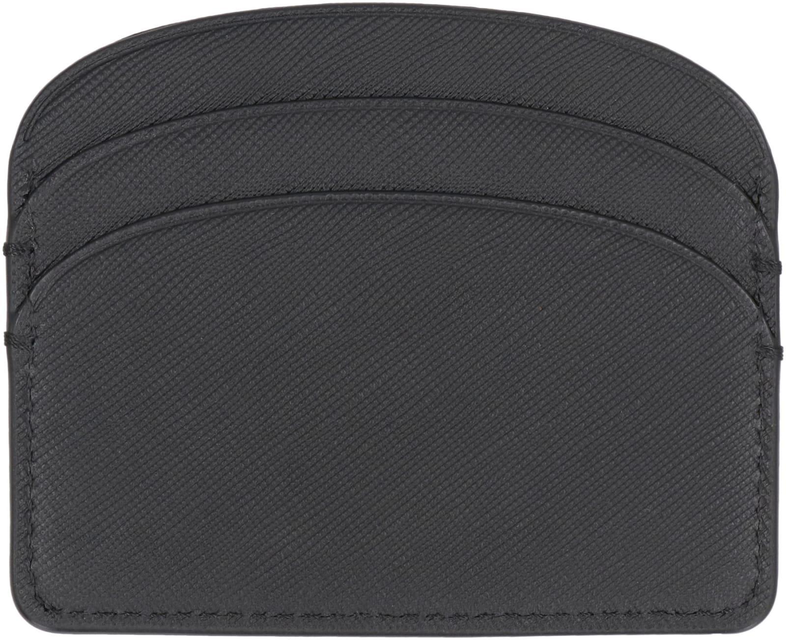 APC Demi Lune Leather Card Holder In Black Product Image