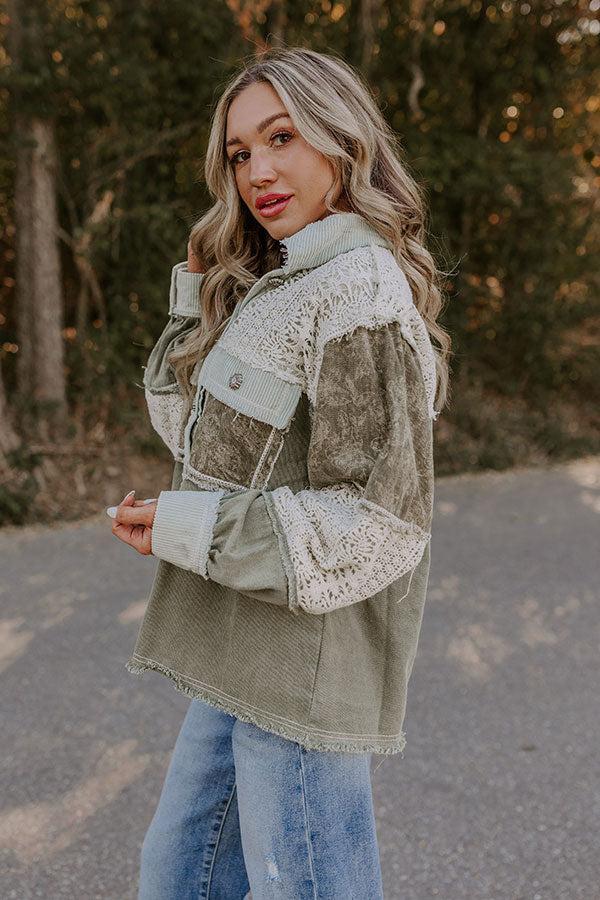 Boho Vibes Lightweight Chambray Jacket in Olive Product Image