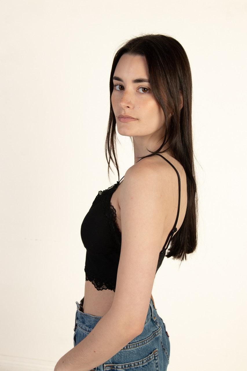 Black Lace Trim Bralette Product Image
