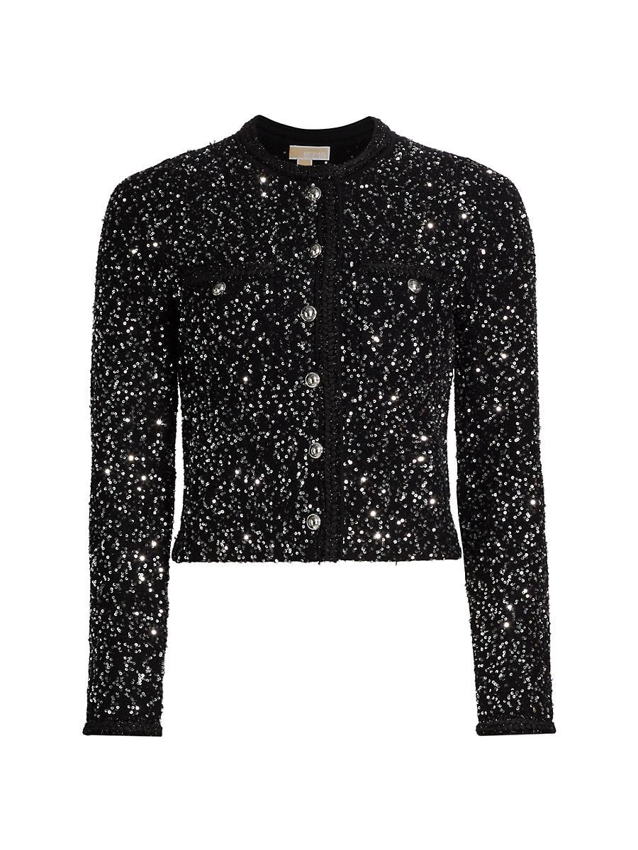 Womens Sequined Crewneck Jacket Product Image