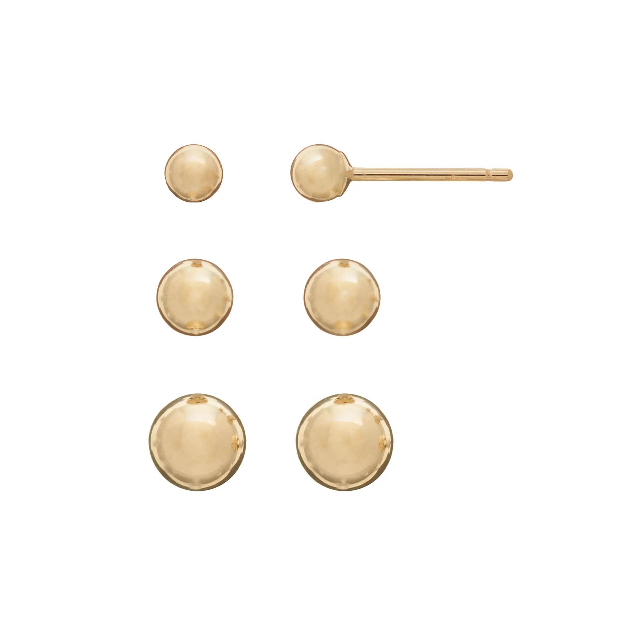 14k Gold Ball Stud Earring Set, Womens Product Image