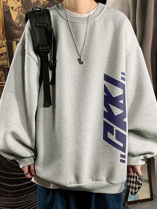 Men's Letter Graphic Fleece Lined Sweatshirt Product Image