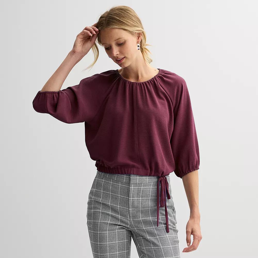 Petite Nine West Cinched Waist Top, Women's, Size: Large Petite, Archer Blue Product Image