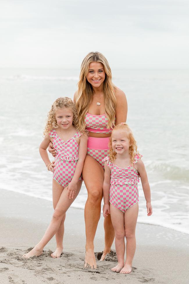 Kid's Beach Vibes Only In Watermelon Crawl One Piece Swimsuit FINAL SALE Product Image