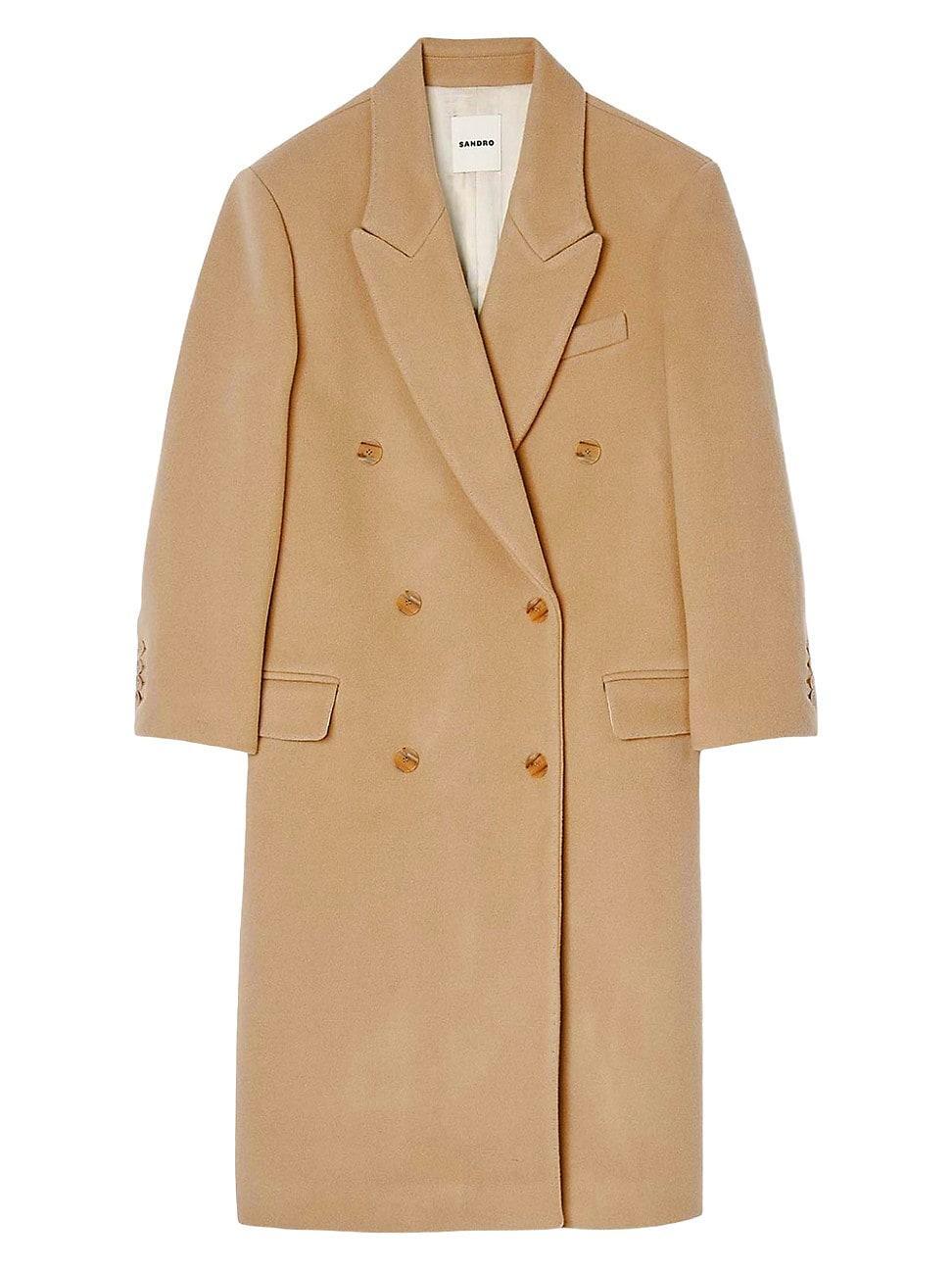 Womens Long Wool-Blend Coat Product Image