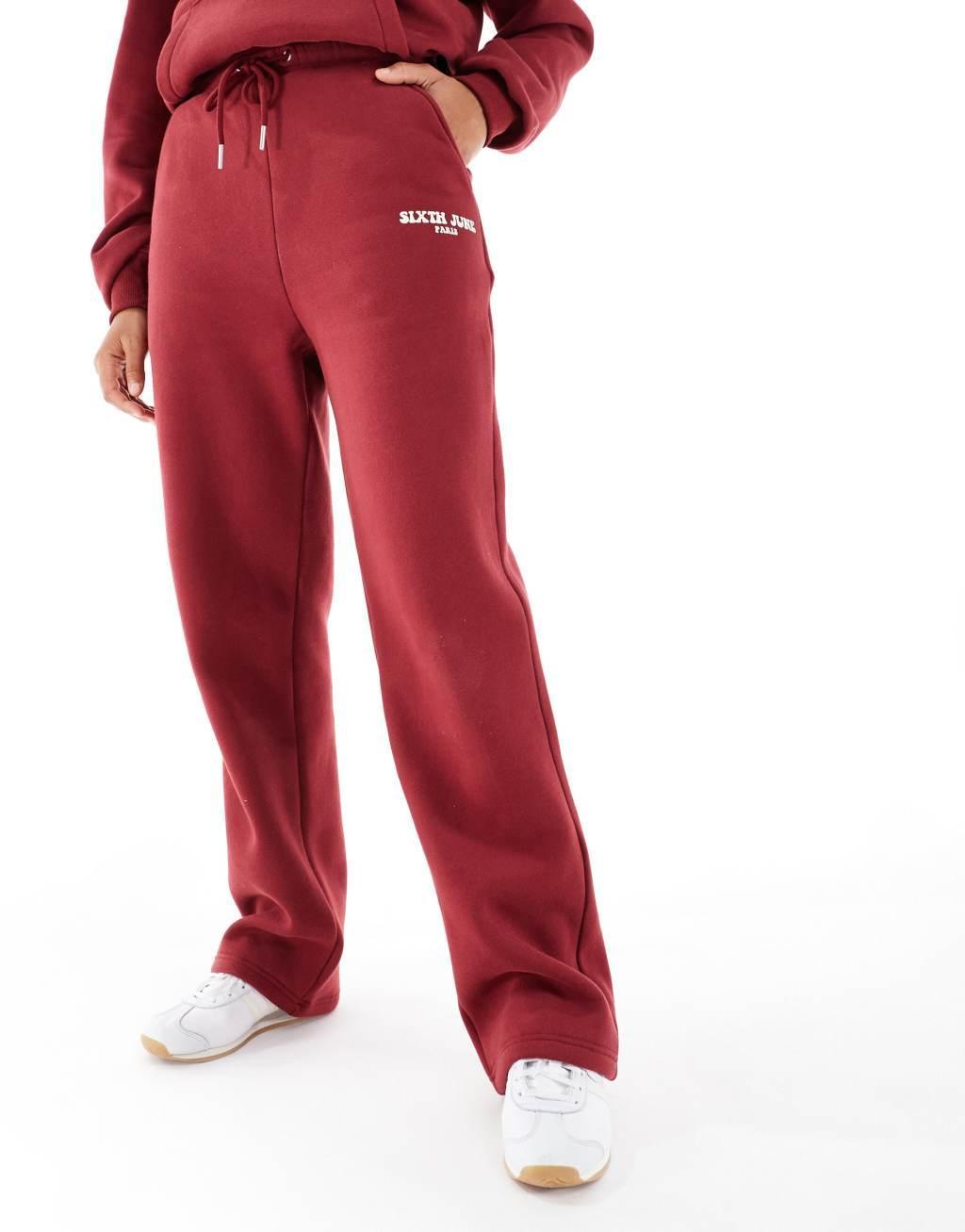 Sixth June motif sweatpants in burgundy - part of a set Product Image